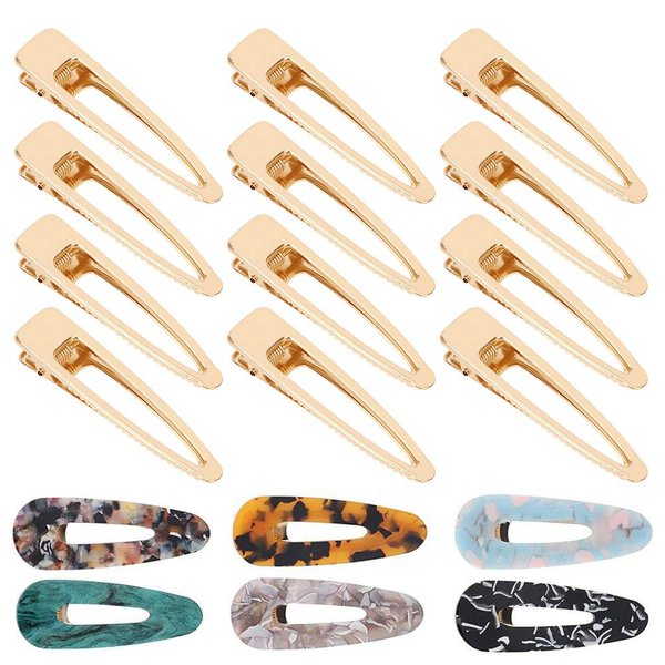 Gukasxi 30pcs Gold Alligator Hair Clips Barrettes Metal Hollow Hair Clip for Silicone Mold Making Pearl Acrylic Resin Hair Pin Hairbow Hairpins Accessories DIY Crafts (Gold Water Drop Hair Clips)