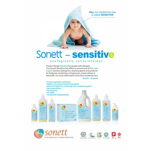 Sonett Organic Hand Soap Sensitive Liquid Body Care Suitable For Hands, Face And Body (1 Count) Certified Organically Grown