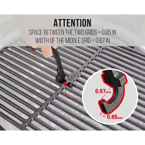 2Pack Barbecue Cooking Grids Gripper, Cast Iron Grill Grate Lifter Tool - Charcoal Grill Accessories Works for Weber Kettle Grill, Joe Classic Grill, Char-Griller Akorn Grill Grate, Easy to Move Grate