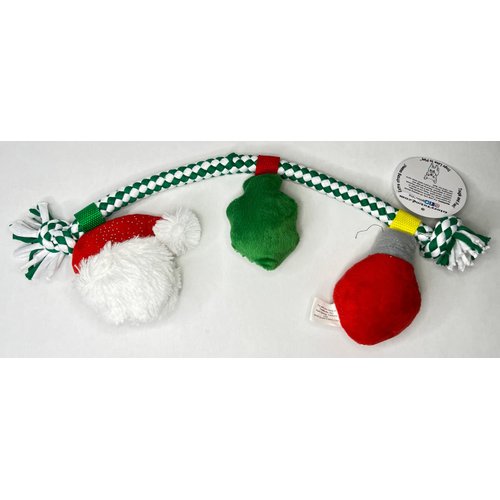 Glory To Dog Christmas Ornament Rope Dog Toy Fun Plush Dog Chew Toy, Squeaky Interactive Dog Toy for Puppy Small Medium Pets Dogs