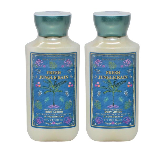 Bath & Body Works Body Lotion, Gift Set of 2, 8oz Each (Fresh Jungle Rain)