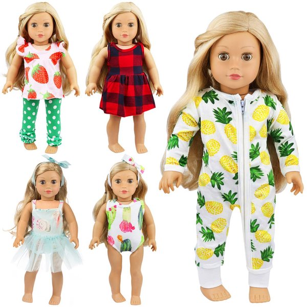 Ecore Fun 5 Sets 14-16 Inch Baby Doll Clothes Dresses Outfits Pjs for 43cm New Born Baby Dolls, 15 Inch Baby Doll, 18 Inch Girl Doll