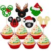 Gyufise 24Pcs Merry Christmas Cupcake Toppers Mouse Deer Christmas Hat Cupcake Picks Xmas Holiday New Year Kids Birthday Cake Decorations Party Supplies