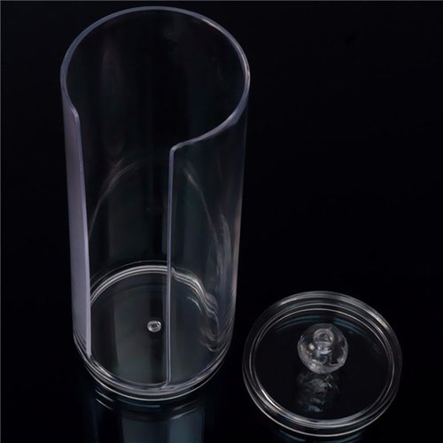 Teensery Clear Round Makeup Cotton Box Cosmetic Stick Nail Art Storage Container Holder Organizer