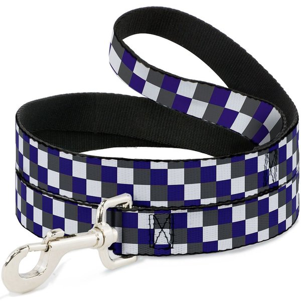 Dog Leash Checker Gray Purple White 4 Feet Long 1.5 Inch Wide