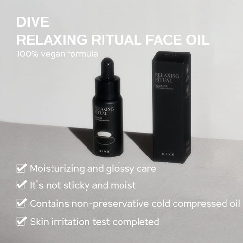 DIVE RELAXING RITUAL FACE OIL – 100% vegan formula l non-preservative cold compressed oil, rose oil, sweet almond oil, jojoba seed oil