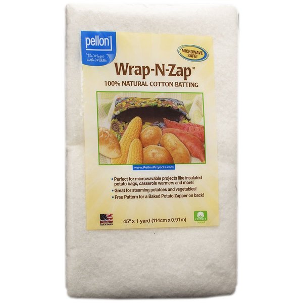 Pellon Natural Wrap-N-Zap Cotton Quilt Batting, 45 by 36-Inch, (1 Pack)