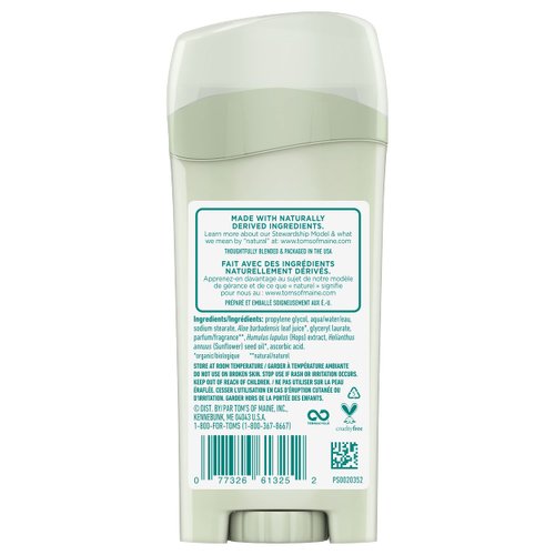 Tom's of Maine, Natural Long Lasting Aluminum Free Deodorant - Refreshing Lemongrass, 2.25 Ounce