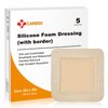 Carbou Silicone Foam Dressing 4"x4",5 Pack