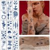 Metuu 30 Sheets Semi-Permanent Tattoo Waterproof Men Women Words Flower Crown Totem Butterfly Small Fake Durable Temporary Tattoo Stickers for Boys Girls Last 1-2 Weeks