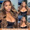 28 Inch 4/27 Highlight Ombre Lace Front Wigs Human Hair Honey Blonde 13x4 Body Wave Lace Frontal Human Hair Wigs For Black Women Pre Plucked with Baby Hair 180% Density Glueless Wigs Human Hair