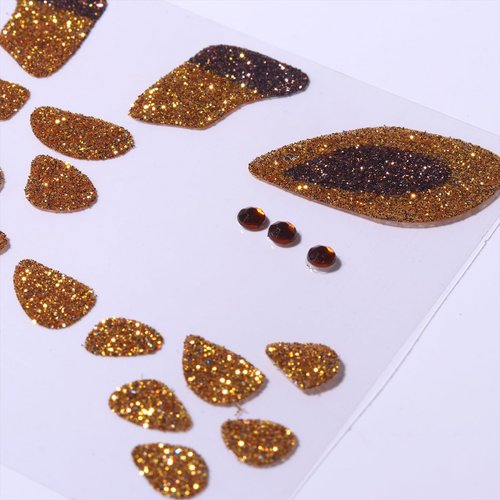 Cute Animal Face Sticker Glitter Bee Face Gem Sticker Yellow Giraffe Crystals Face Art Stickers Kid Rhinestone Tattoos Sticker Party Face Eye Decoration for Girls Women 2Pcs