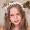 GORAIS Flower Wedding Headpiece Gold Pearl Bridal Headband Light Up Hair Vine Hair Accessories for Bride and Flower Girls