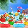 PHOGARY 9 Pcs Summer Pool Honeycomb Centerpieces, Beach Honeycomb Centerpieces Hawaiian Luau Table Toppers Pool Party Decorations Tropical Aloha Table Centerpiece for Summer Pool Beach Hawaii Birthday