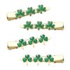 St.Patrick’s Day Hair Clips Crystal Glitter Shamrock Hairpins Green Lucky Leaf Embellished Gold Alligator Hair Clips for Party Gift (2 Pairs Lucky Clover Clips)