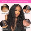 Wear and Go Glueless Wigs Human Hair Pre Plucked Pre Cut Deep Wave Lace Front Wigs Human Hair 6X5 HD Lace Closure Wig Human Hair for Black Women 180% Density Brazilian Ready to Go Wig Bleached Knots