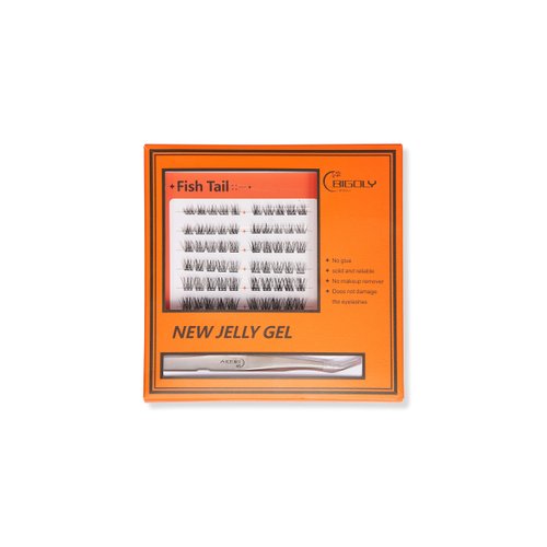 BIGOLY Glue-Free False Eyelashes Glue-Free Self-Adhesive False Eyelashes a Must-Have For Lazy People DIY Jelly Gel False Eyelashes Set Lash Extension Kit (Fish Tail)