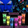 6 Pcs Glow in the Dark Body and Face Paint,Blacklight Neon Body Paints,Washable Quicker Dry Fluorescent Face & Body Makeup for Party Supplies
