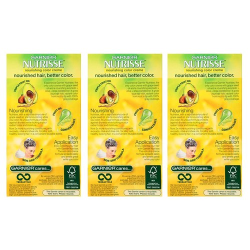 Garnier Nutrisse Nourishing Hair Color Creme, 61 Light Ash Brown (Mochaccino), 3 Count (Packaging May Vary)