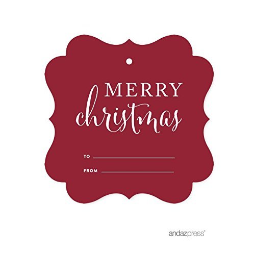 Andaz Press Christmas Collection, Fancy Frame Gift Tags, Merry Christmas to from, Red, 24-Pack