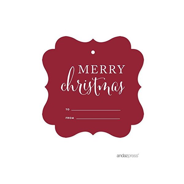 Andaz Press Christmas Collection, Fancy Frame Gift Tags, Merry Christmas to from, Red, 24-Pack