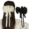 Leadigol Ponytail Clip Headdress Hair Accessories Spring Clamps Dots Mesh Ribbon Vintage Hair Clips for Women