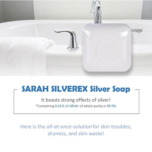 SILVEREX SARAH Colloidal Silver Soap Bar with Rich Bubbles for Skincare and Immune Improving Effect