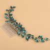 BERYUAN Bridal Full Rhinestone Hair Comb Teardrop Rhinestone Bridal Headpiece Crystal Rhinestone Hair Comb Silver Gold Wedding Hairpiece for Brides Bridesmaid (peacock green)
