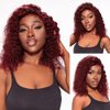 Jasperel 99j Short Curly Bob Lace Front Wigs Human Hair for Women, 13x4 99j Burgundy Lace Frontal Wigs Wine Red Glueless Pre Plucked Brazilian Remy Hair Wigs 150 density 12 inch