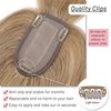 S-noilite 150% Density Human Hair Toppers with Bangs Silk Base Clip in Hair Topper For Women with Thinning Hair Cover Gray Hair Clip on Top Hairpieces For Short Hair 6 Inch 27g #27 Dark Blonde