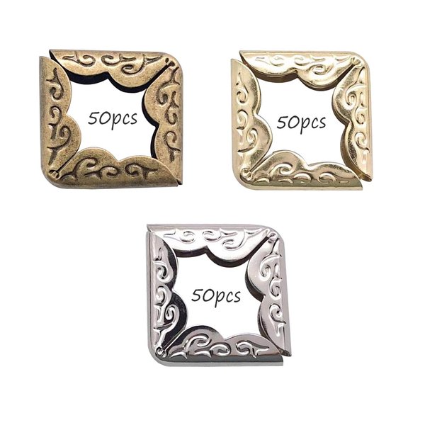 150PCS Book Corner Protector Metal Corner Cover for Scrapbook Album Menu Folder Include 50PCS Gold, 50PCS Silver and 50PCS Bronze