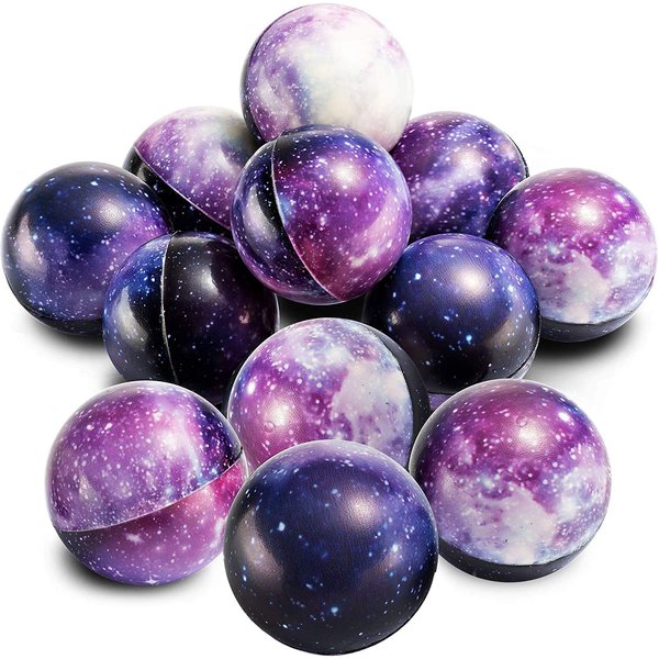 Galaxy Stress Balls for Kids - Pack of 50 Bulk - Squeeze Anxiety Fidget Sensory Balls for Children with Outer Space Theme, Great Toys for Party Favors and Birthday Party Supplies
