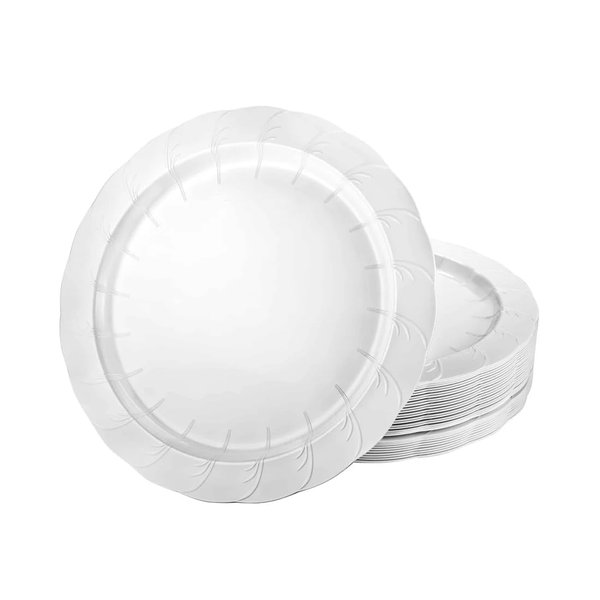 EcoQuality 7.5 inch Pearl White Round Salad Plate – Elegant Disposable and Reusable Plastic Plate for Appetizers Desserts Snacks Weddings Parties Catering and Events (200)
