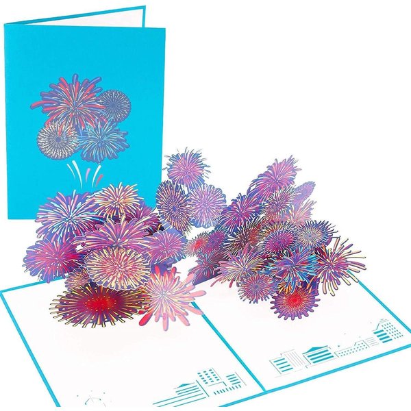 PopLife Fireworks 3D Pop Up New Years Card - NYE Popup, Happy Birthday, Independence Day Fourth of July, Congratulations Card - Fold Flat for Mailing - for Son, for Daughter, for Friend, for Co-worker