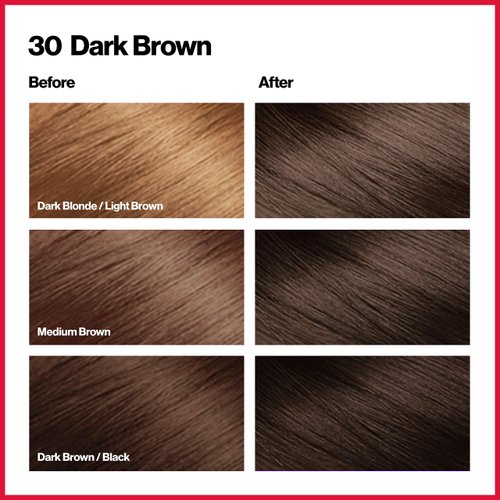 Revlon Colorsilk Beautiful Color, Permanent Hair Dye with Keratin, 100% Gray Coverage, Ammonia Free, 30 Dark Brown