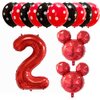 Hongkai Mouse Theme 2nd Birthday Girl Decoration Foil Balloons Set, 32" Number 2 Mylar balloons Baby Two Year old Birthday TWO Banner Happy Birthday Party Supplies