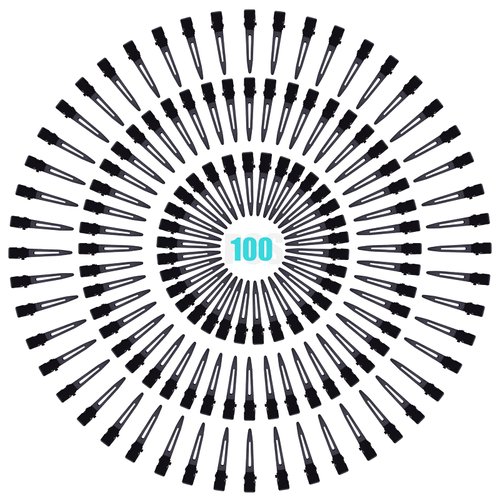 100pcs Black Single Prong Curl Clips Sectioning Clips Metal Alligator Hair Pins Styling Clips for Women Men Girls Hair Extensions Salon Haircut, 4.5 cm x 0.8 cm