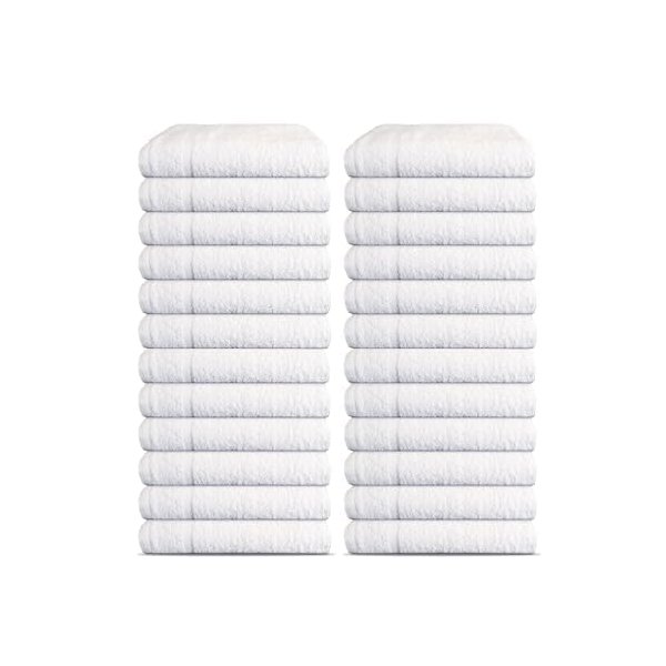 Generic Salon Towels Pack of 60 Super Absorbent Quick Dry White Hand Towels Medium Size 15x25 Inches Double Stitched 100% Ring Spun Soft Cotton Spa Towels for Gym, Hotel, Home & Pool, 152560
