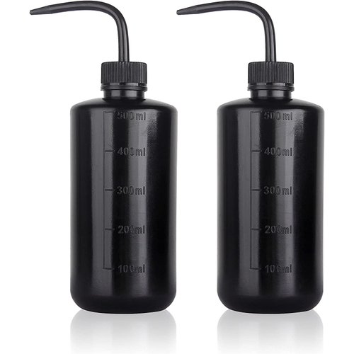 500ML 2PC Plastic Squeeze Bottle Safety Rinse Wash Watering Can Water Squirt Irrigation Tattoo for Medical Lab, Supplies, Black