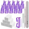 Gel Polish Remover Kit, MORGLES 10pcs Nail Remover Clips Nail Clips 300pcs Nail Wipe Cotton Pads Nano Glass Nail File Cuticle Pusher Nail File Grit 100/180 and Brushes-Purple