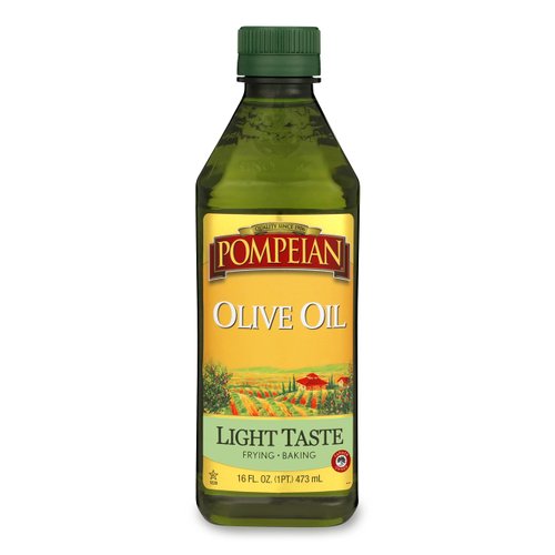Pompeian Light Taste Olive Oil, Light, Subtle Flavor, Perfect for Frying & Baking, Naturally Gluten Free, Non-Allergenic, Non-GMO, 16 FL. OZ.