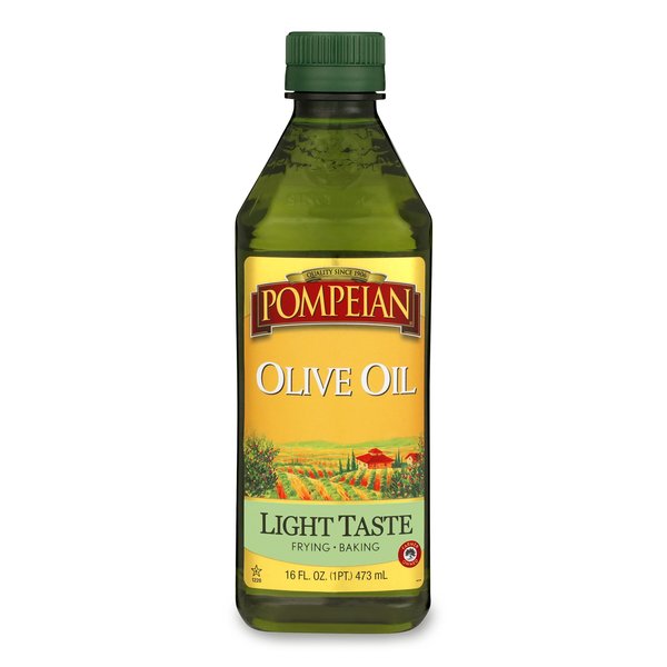 Pompeian Light Taste Olive Oil, Light, Subtle Flavor, Perfect for Frying & Baking, Naturally Gluten Free, Non-Allergenic, Non-GMO, 16 FL. OZ.