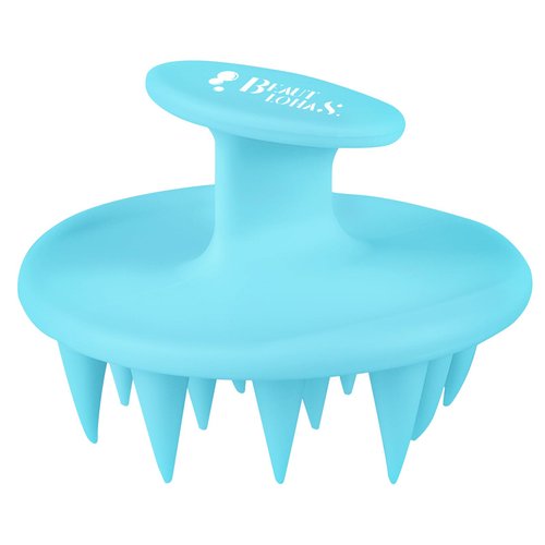 BEAUTLOHAS. Soft Silicone Head Scalp Massager Hair Shampoo Brush, Silicon Hair Scrubber Dandruff Brush for Wet and Dry Hair, for Women & Men Kids or Pets (Blue)