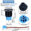 DMWD 1pc 19mm Interior Lights Switch Latching Push Button Switch 12V-24V ON-Off 1NO 1NC SPDT 3/4" Mounting Hole with Pre-Wired Socket for Car Truck Boat Modification Black Shell Blue LED
