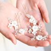 Yean Silver Bride Wedding Hair Pins Flower Bridal Hair Pieces Rhinestone Hair Accessories Prom Hair Clips for Women and Girls(Pack of 5)