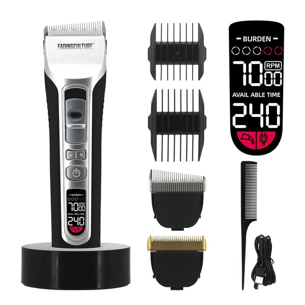 The Fadify 2.0 Cordless Hair Clippers for Men, 7000RPM Professional Barber Clippers Detachable Inclined Blade, Fade Hair Trimmer Rechargeable Mens Clippers Fading Culture Hair Cutting Kit LCD Boy Gift