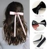 Bow Clips for Women Velvet, ELKINROVIC Mini Bow Alligator Clips Long Soft Small Coquette Bows Ribbon Bowknot Hair Bows for Girls Adult Kids Black&Pink&White&Blue(4Packs)