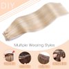 VINBAO Weft Hair Extensions Human Hair Sew in Weft Human Hair Extensions Caramel Blonde Mix Platinum Blonde Human Hair Weft Extensions 16 Inch #27/60 80g Double Weft (weft#27P60,16'')