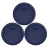 Pyrex 7201-PC 4-Cup Dark Blue Round Replacement Lids - 3 pack Made in the USA