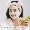 Ondder 2 Pcs Bear Ears Skincare Headbands Cure Makeup Headband Pink Spa Headband for Washing Face White Face Wash Headband Facial Headband Head Band Hair Band for Makeup Cosmetic Spa Party